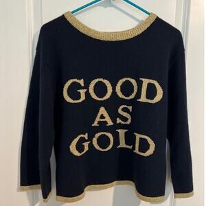 Adrienne Vittadini Good as Gold Long Sleeve Crew Neck Pullover Sweater Black